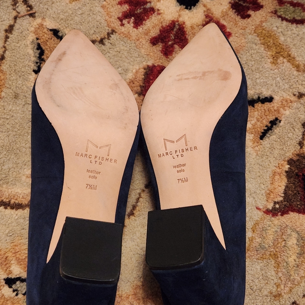 Marc Fisher Navy Suede Pointed-Toe Heels - Picture 7 of 9